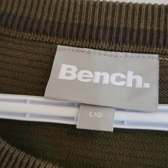Bench olive green ribbed crewneck pullover long sleeve sweater L - Picture 2 of 4
